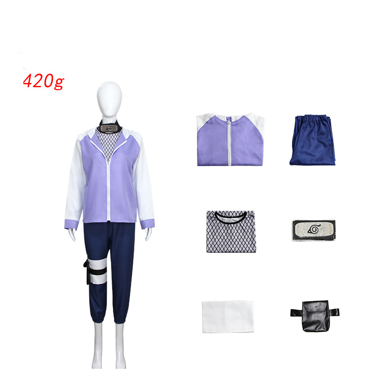 Coat+Pants+Leg Strap+Kunai Bag+Forehead Protector+Sleeveless Net Vest